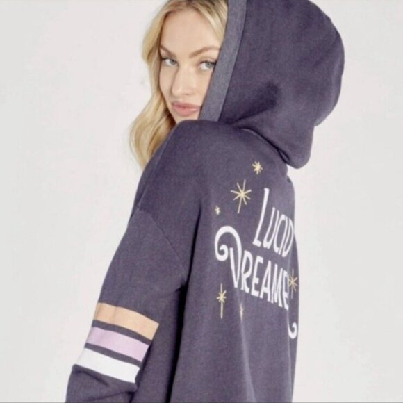 Wildfox Womens Lucid Dreamer Full Zip Front Theo Hoodie Gray Size Medium NWT‎ - Picture 2 of 9